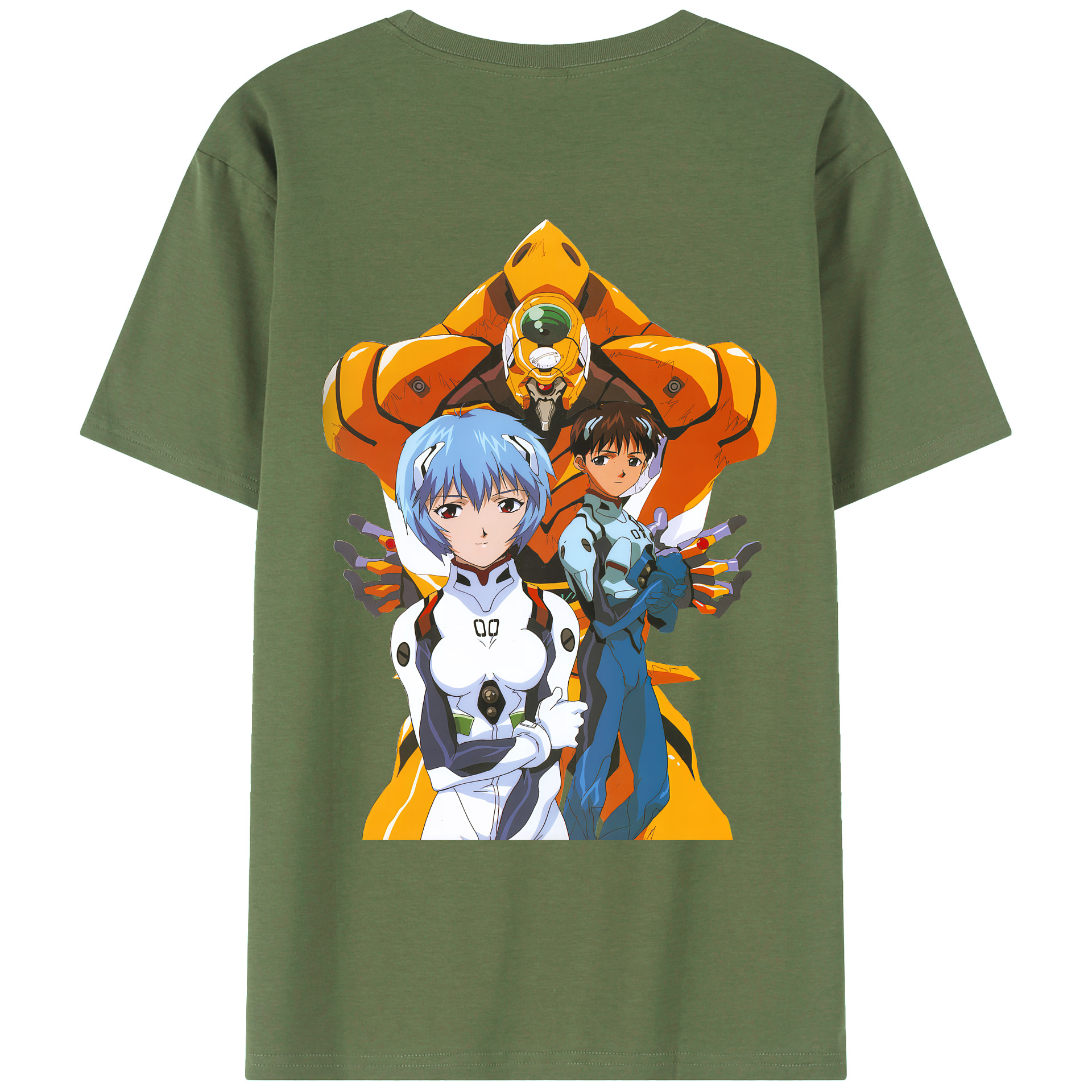 （画像用） EVA 新世紀エヴァンゲリオン 綿100％ メンズ半袖Tシャツ（バックプリント） 通気性
